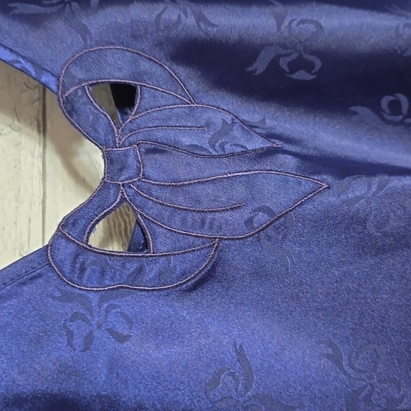 Vtg 80's Sabrina By Mervyns Blue Satin Bow Slip Dress - Picture 7 of 10